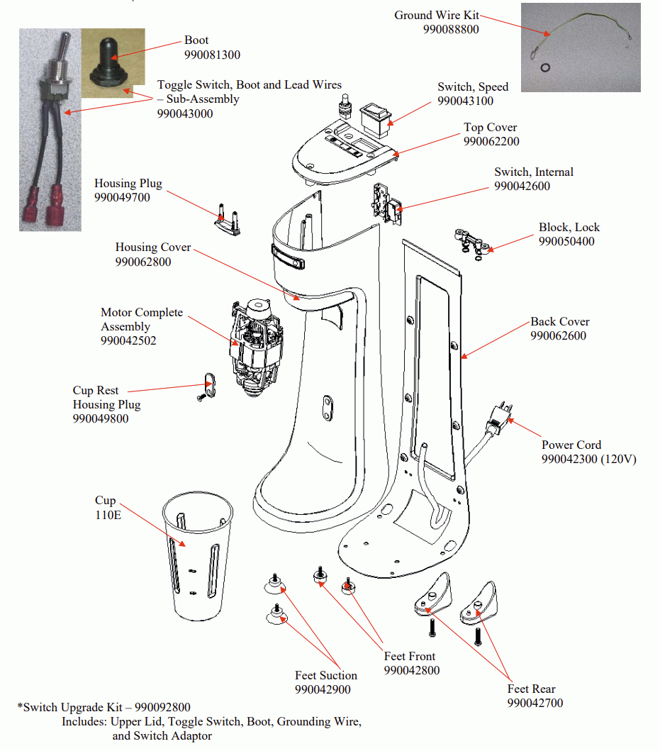Diagram Diagram and Parts List for HMD200-DB-B  Hamilton Beach Drink Mixer